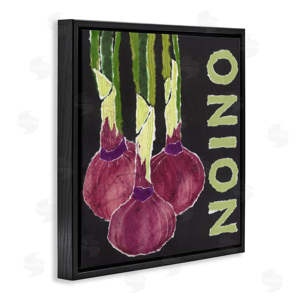 Nancy Overton Collaged Garden Onion Black Floating Frame Canvas Wall Art Print