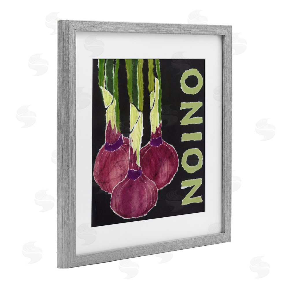 Nancy Overton Collaged Garden Onion Gray Framed Print Under Glass Wall Art