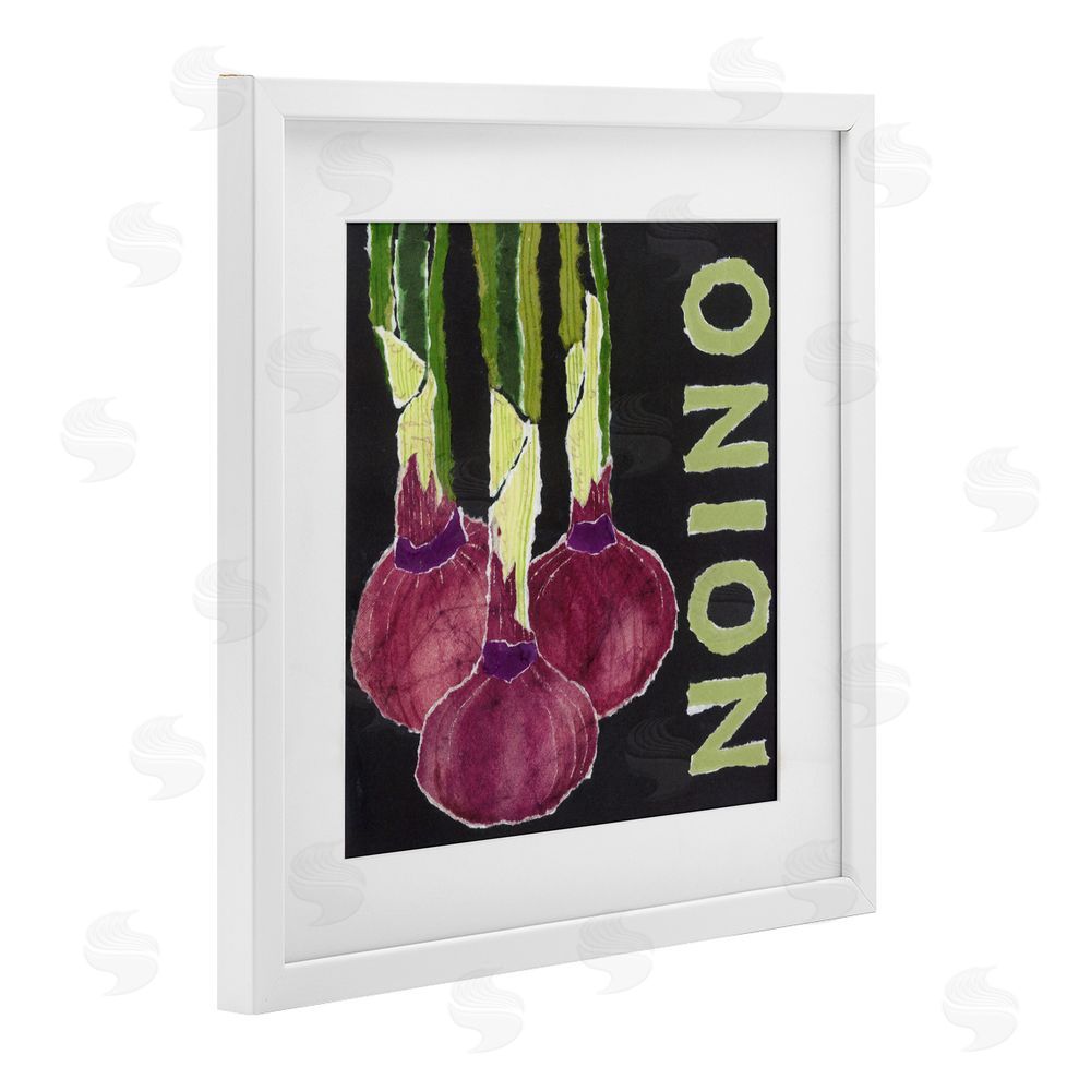 Nancy Overton Collaged Garden Onion White Framed Print Under Glass Wall Art