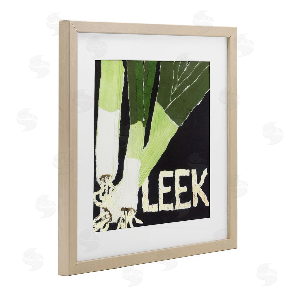 Nancy Overton Collaged Leek Vegetable Birch Framed Print Under Glass Wall Art