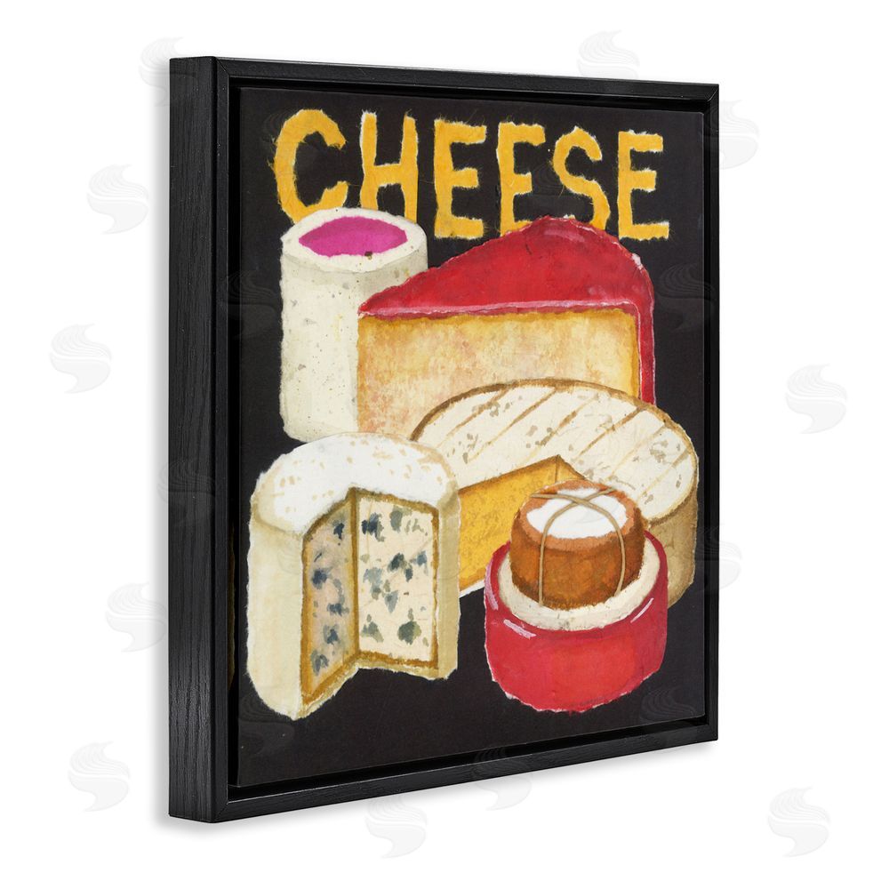 Nancy Overton Assorted Cheese Wheels Black Floating Frame Canvas Wall Art Print