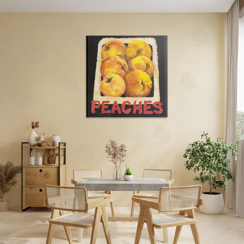 Nancy Overton Collaged Garden Peaches Stretched Canvas Wall Art in Room