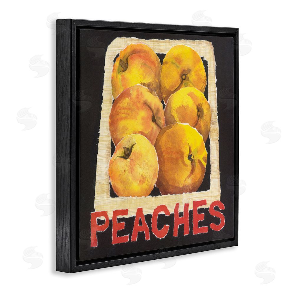 Nancy Overton Collaged Garden Peaches Black Floating Frame Canvas Wall Art Print