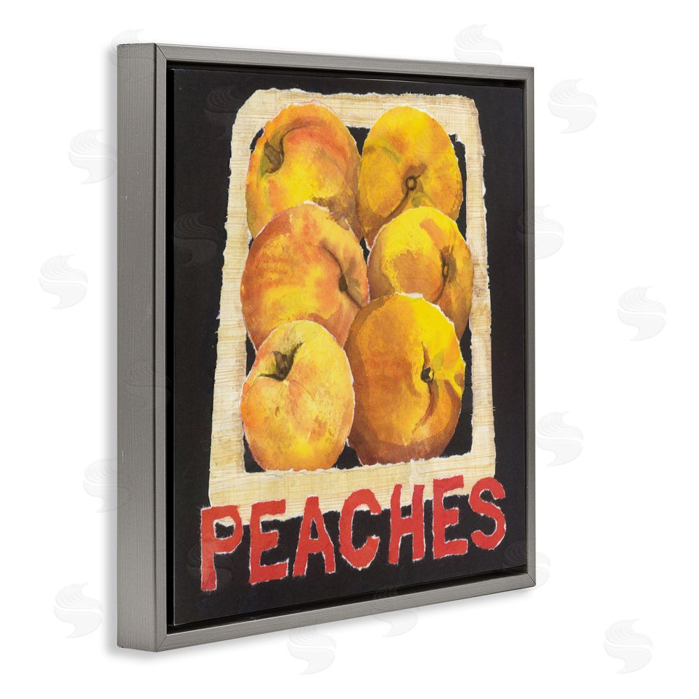 Nancy Overton Collaged Garden Peaches Gray Floating Frame Canvas Wall Art Print