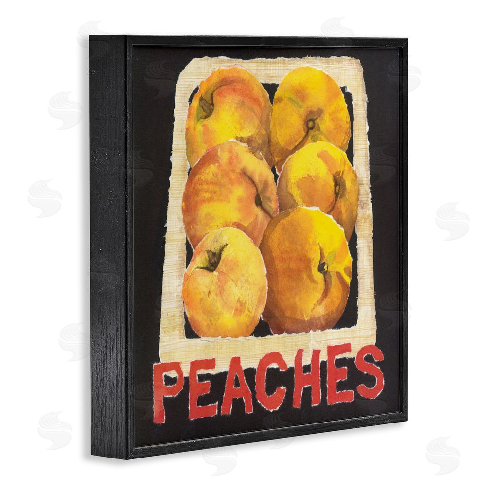 Nancy Overton Collaged Garden Peaches Black Framed Giclee Wall Art Print