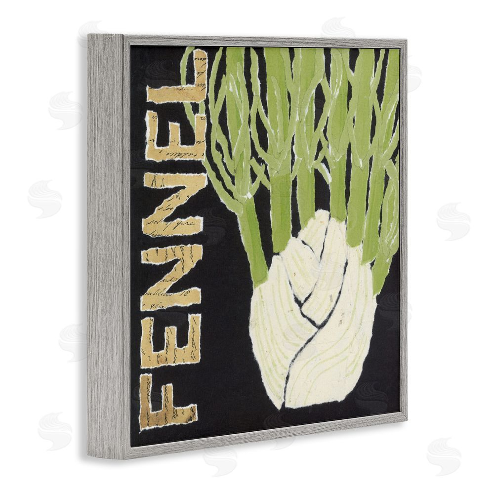 Nancy Overton Fennel Root Vegetable Gray Framed Giclee Wall Art Print