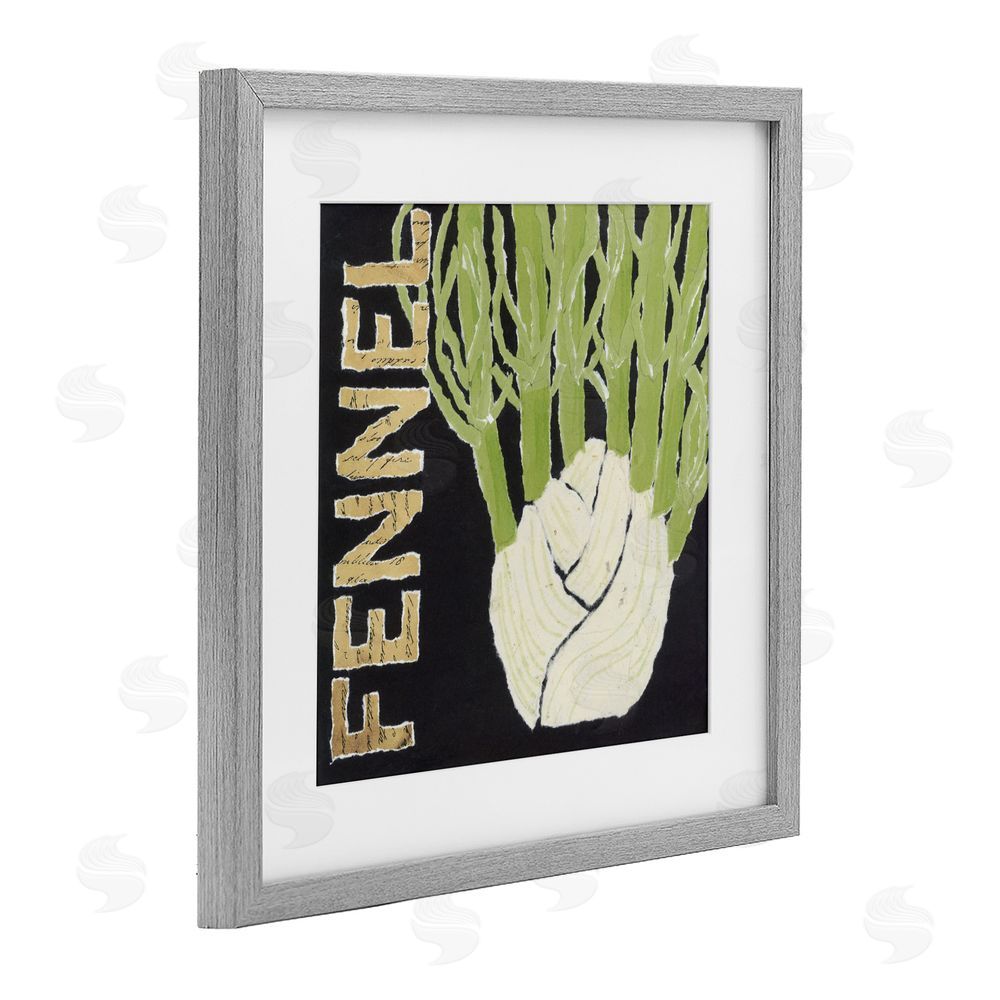 Nancy Overton Fennel Root Vegetable Gray Framed Print Under Glass Wall Art