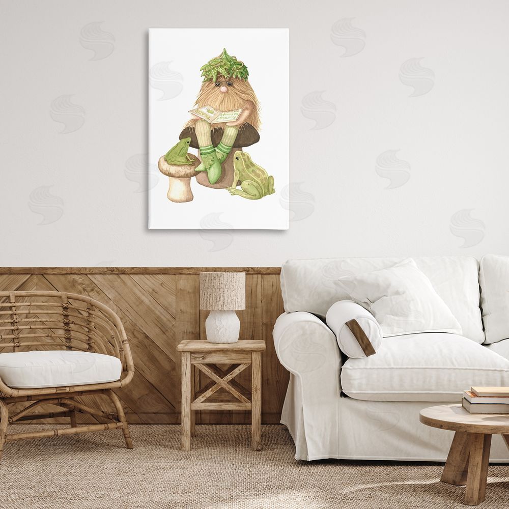 Nancy Overton Garden Elf with Frogs Canvas Wall Art Print in Room