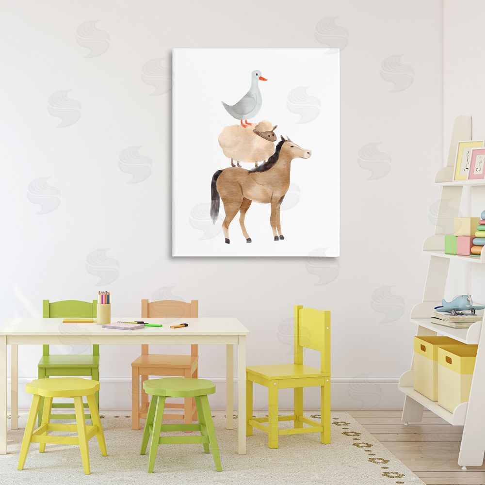 Kim Allen Farm Life Stack Canvas Wall Art Print in Room