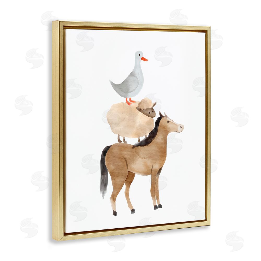Kim Allen Farm Life Stack Gold Floating Frame Canvas Wall Art Print