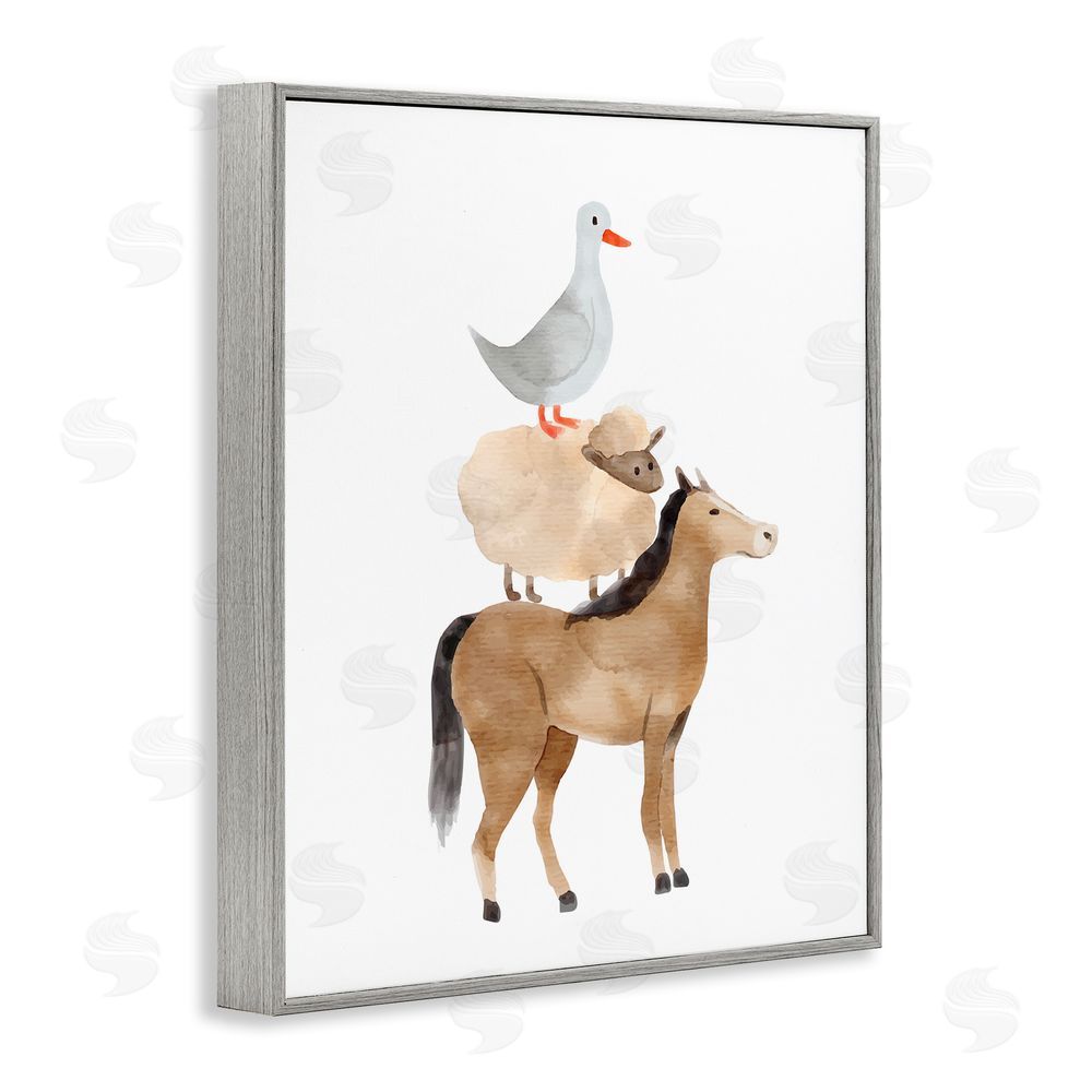Kim Allen Farm Life Stack Gray Framed Giclee Wall Art Print