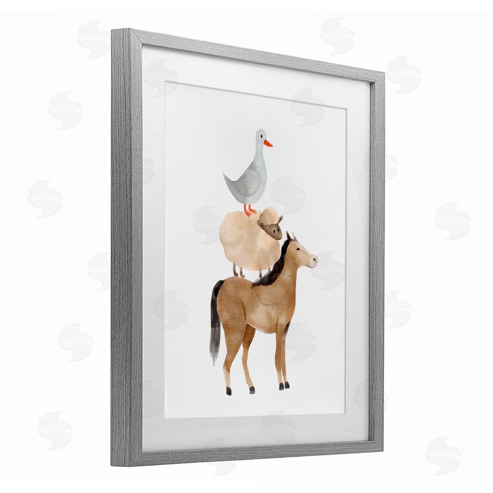 Kim Allen Farm Life Stack Gray Framed Print Under Glass Wall Art