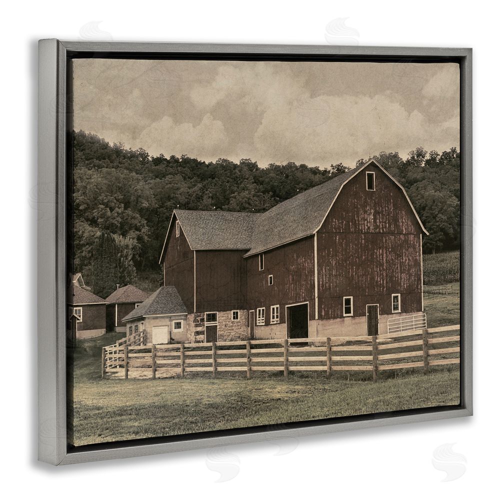 Marcus Prime Tender Living Space Barn Gray Floating Frame Canvas Wall Art Print