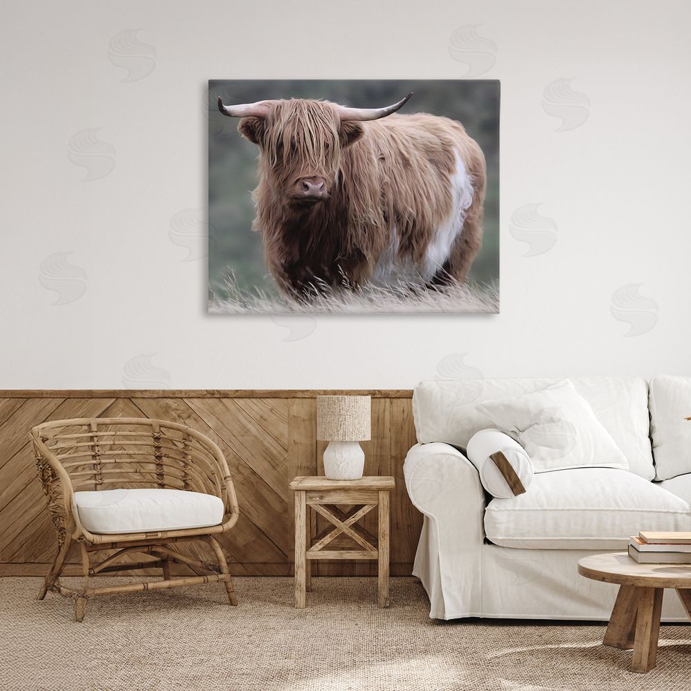 Marcus Prime Wandering Harry Highland Cattle Stretched Canvas Wall Art in Room