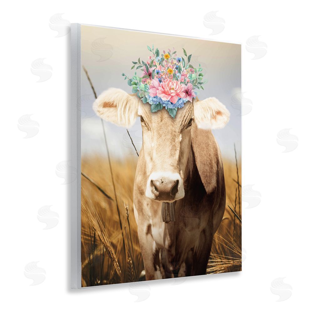 Marcus Prime Chatty Belle Cow with Florals Wall Plaque Art Print