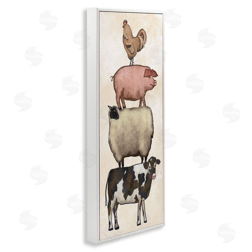 Leah Noel Art All Together Vintage Farm Animals White Framed Giclee Wall Art Print