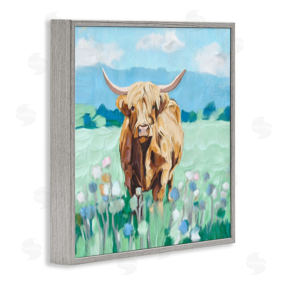Kim Allen Blue Sky Highland Gray Framed Giclee Wall Art Print