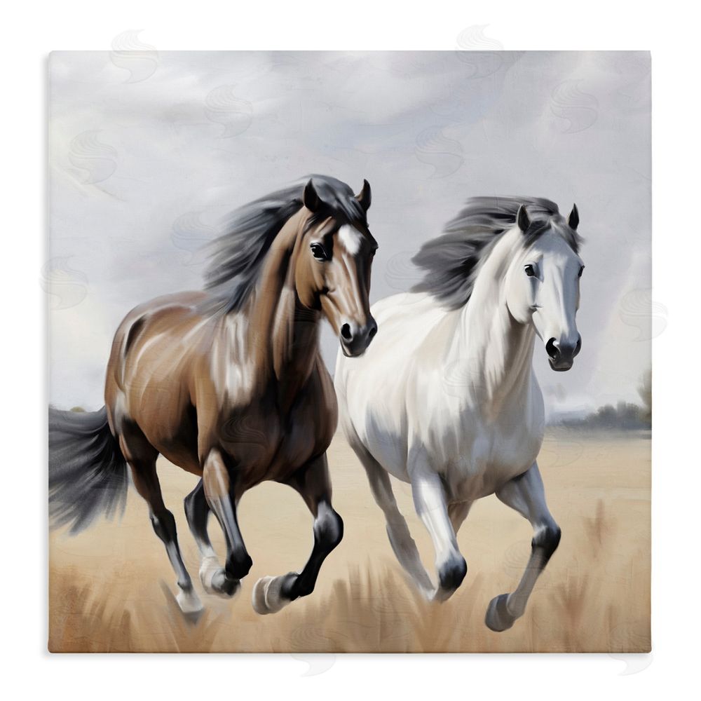 Kim Allen Wild Run Twin Horses Stretched Canvas Wall Art Print