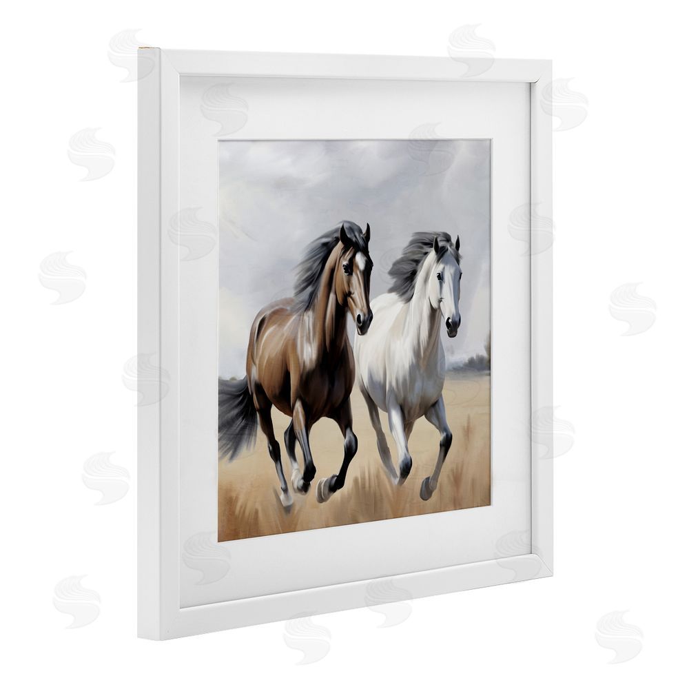 Kim Allen Wild Run Twin Horses White Framed Print Under Glass Wall Art