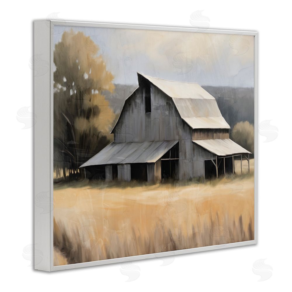 Kim Allen In The Field Farm Structure White Framed Giclee Wall Art Print