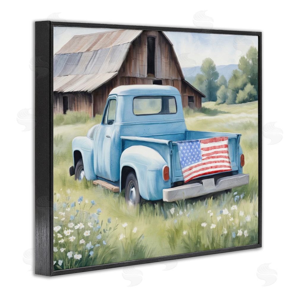 Kim Allen American Pride Truck on Farm Black Framed Giclee Wall Art Print