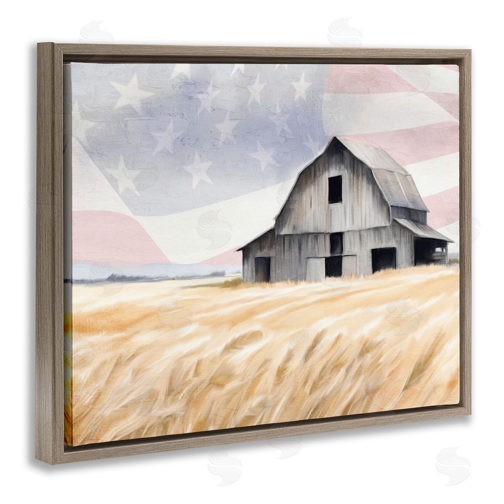 Kim Allen Amber Waves of Farmland Brown Floating Frame Canvas Wall Art Print