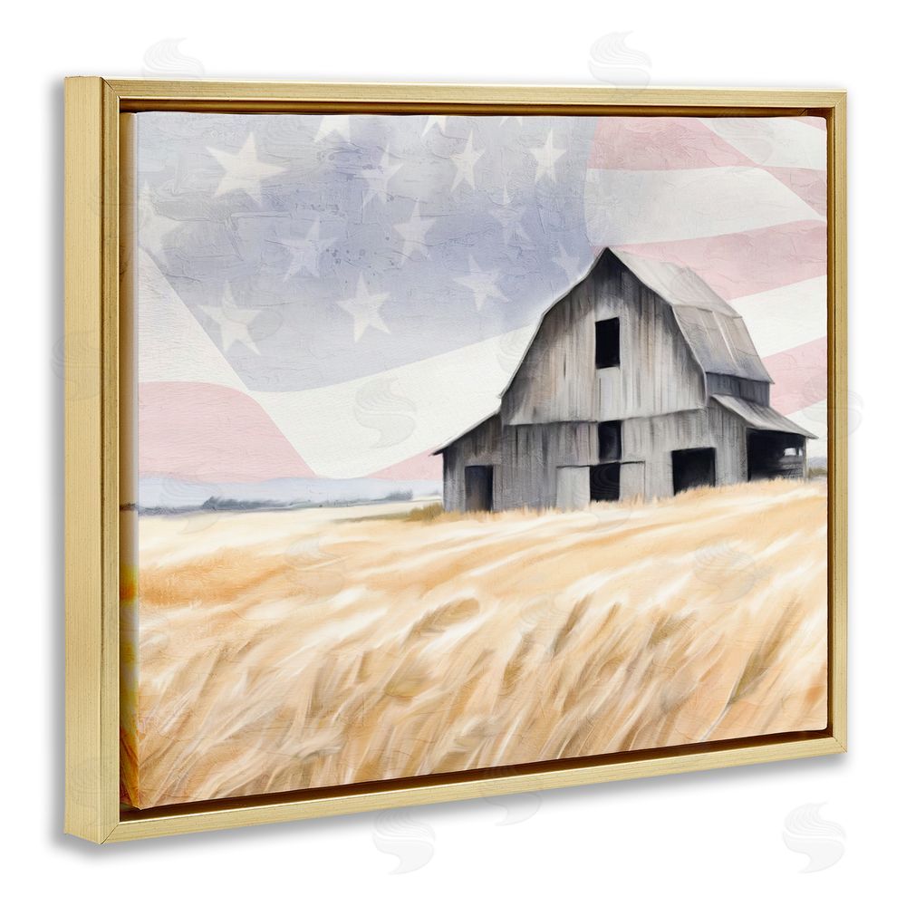 Kim Allen Amber Waves of Farmland Gold Floating Frame Canvas Wall Art Print
