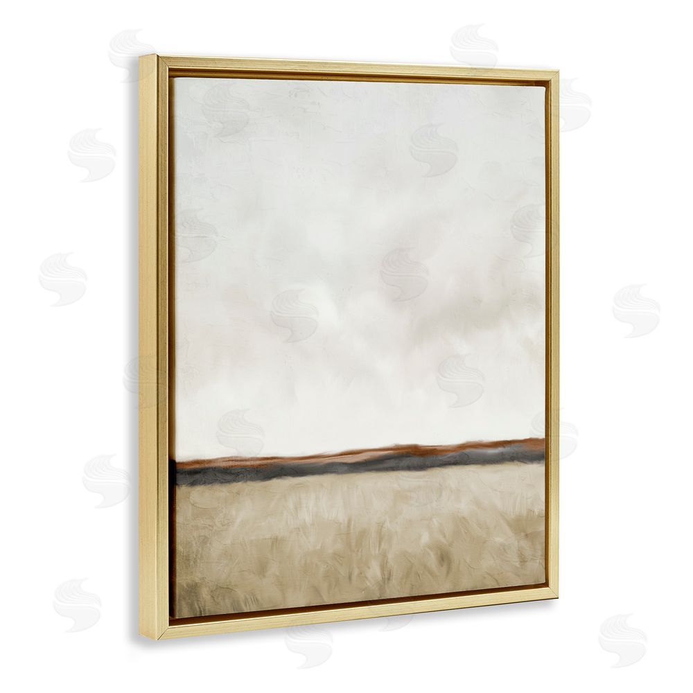 Kim Allen Distant View in Neutrals Gold Floating Frame Canvas Wall Art Print