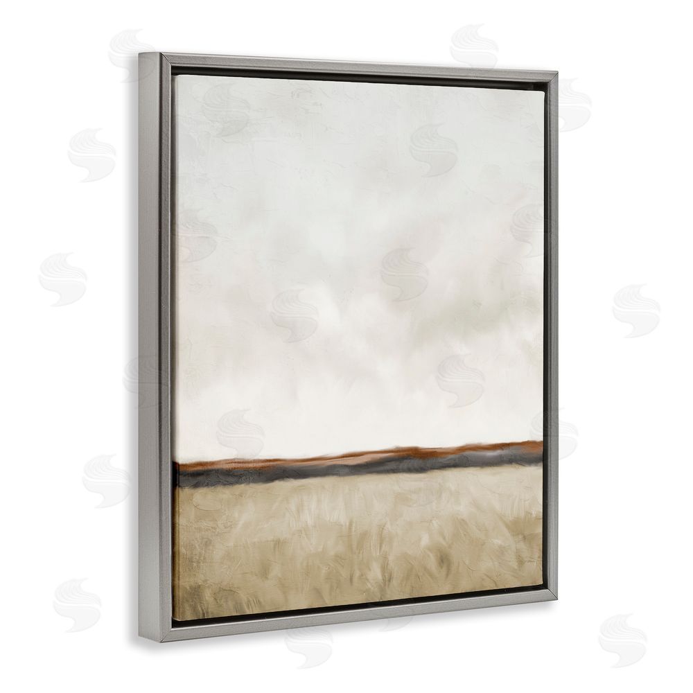 Kim Allen Distant View in Neutrals Gray Floating Frame Canvas Wall Art Print