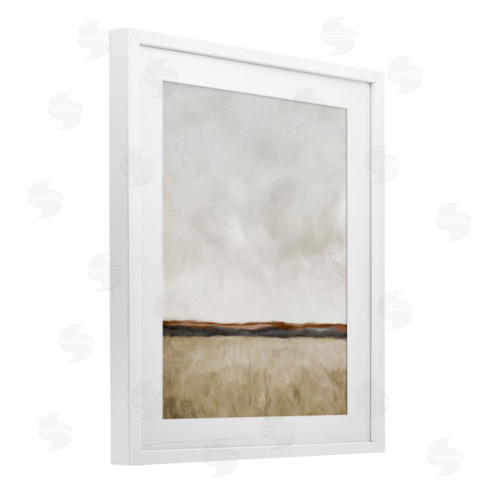 Kim Allen Distant View in Neutrals White Framed Print Under Glass Wall Art