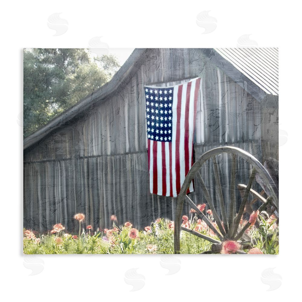 Kim Allen USA Wagon Wheel Barn Stretched Canvas Wall Art Print