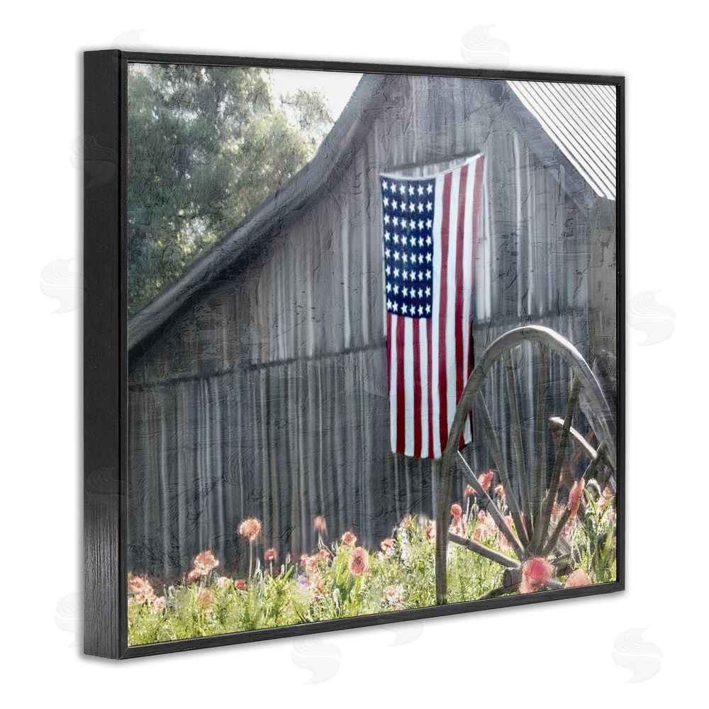 Kim Allen USA Wagon Wheel Barn Black Framed Giclee Wall Art Print