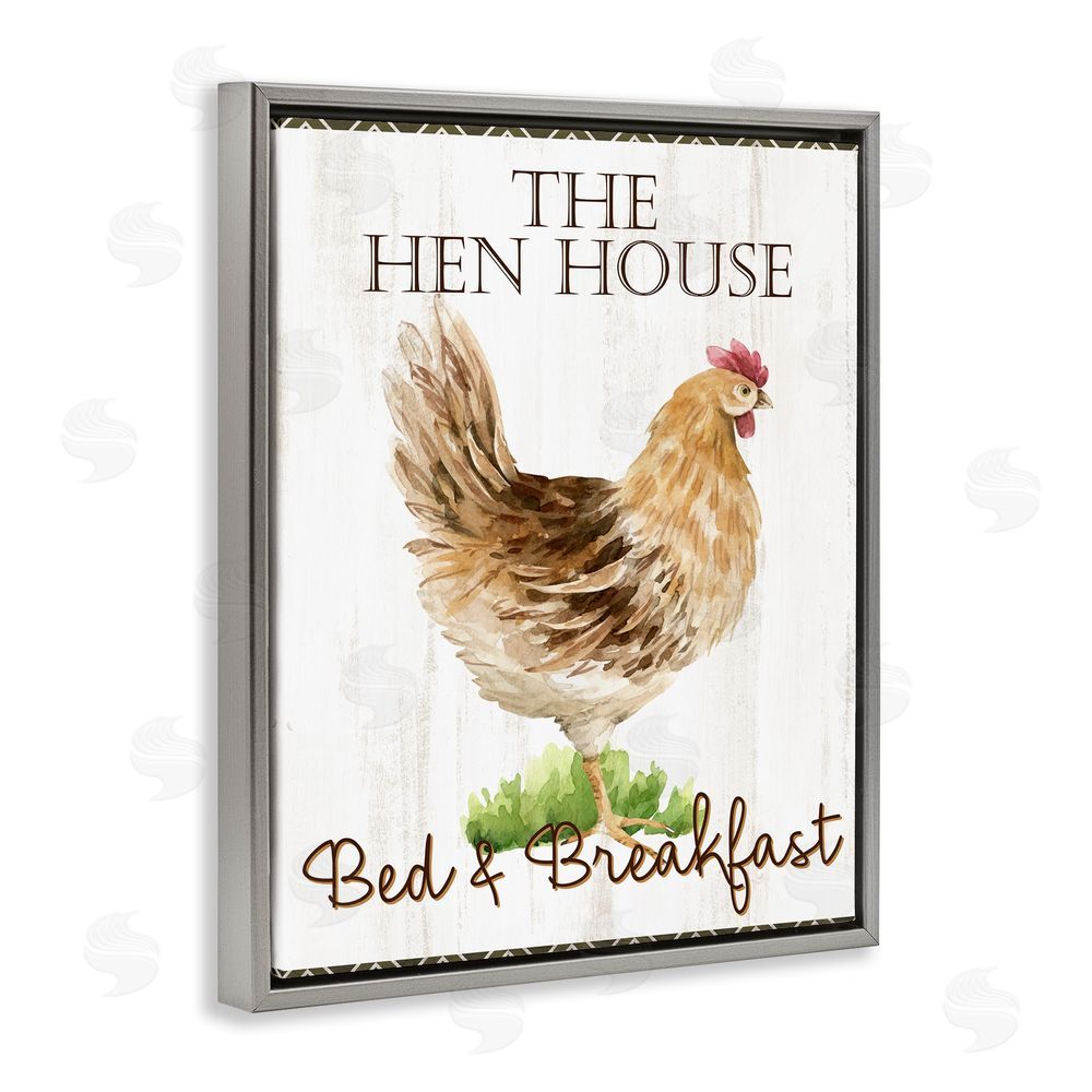Anne Bailey Hen House Bed and Breakfast Gray Floating Frame Canvas Wall Art Print