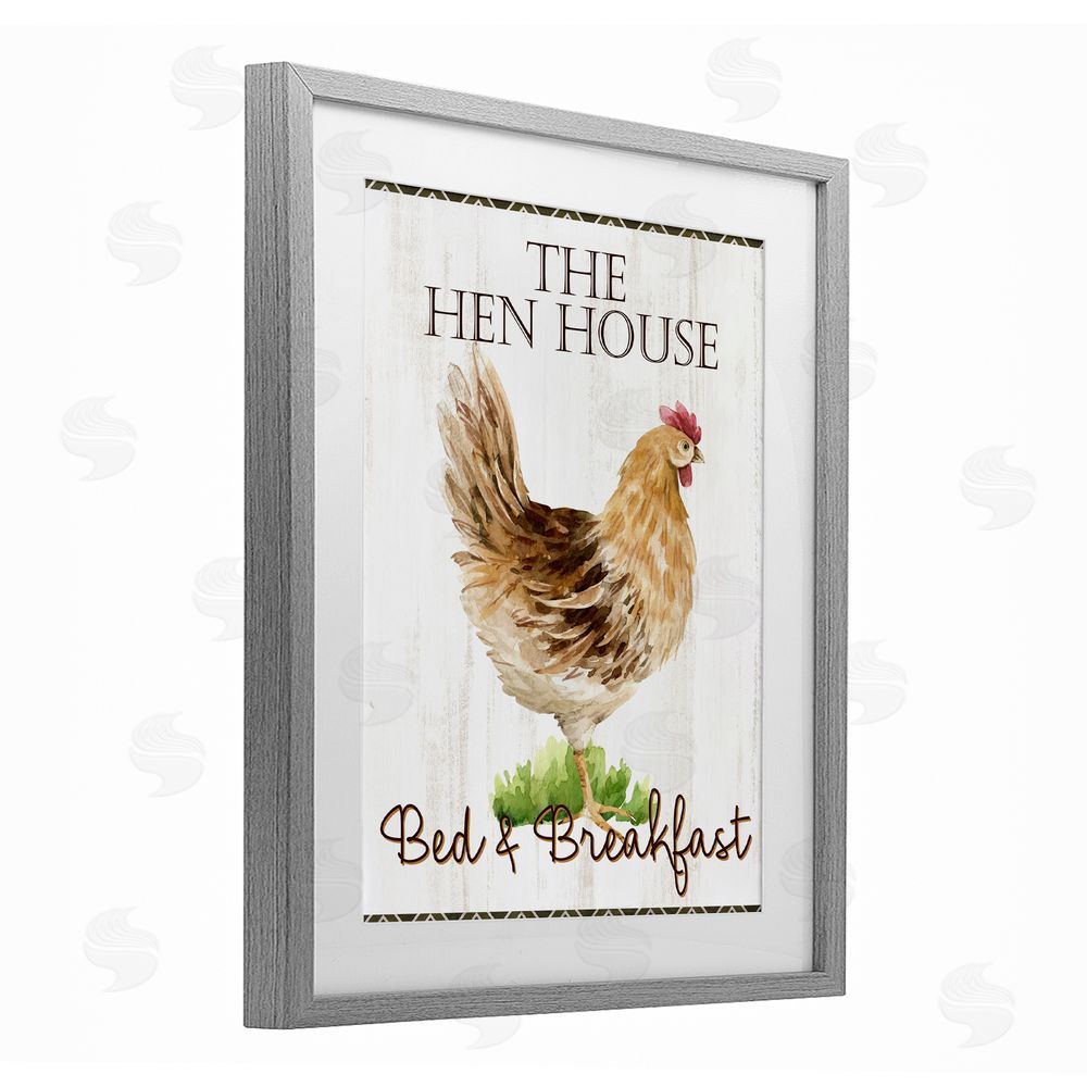 Anne Bailey Hen House Bed and Breakfast Gray Framed Print Under Glass Wall Art