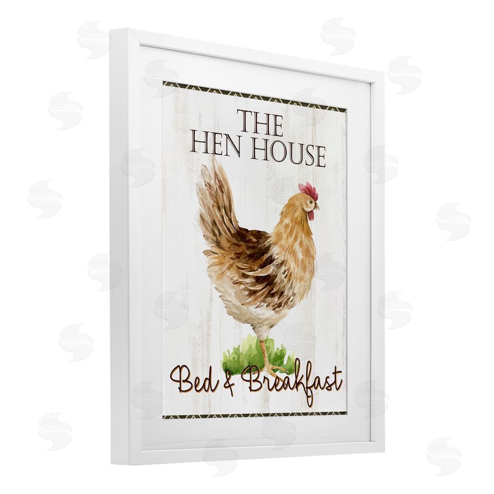 Anne Bailey Hen House Bed and Breakfast White Framed Print Under Glass Wall Art