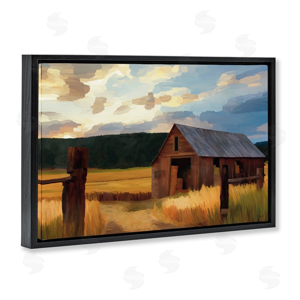 Renel Peters Harvest Time Autumn Barn Black Floating Frame Canvas Wall Art Print