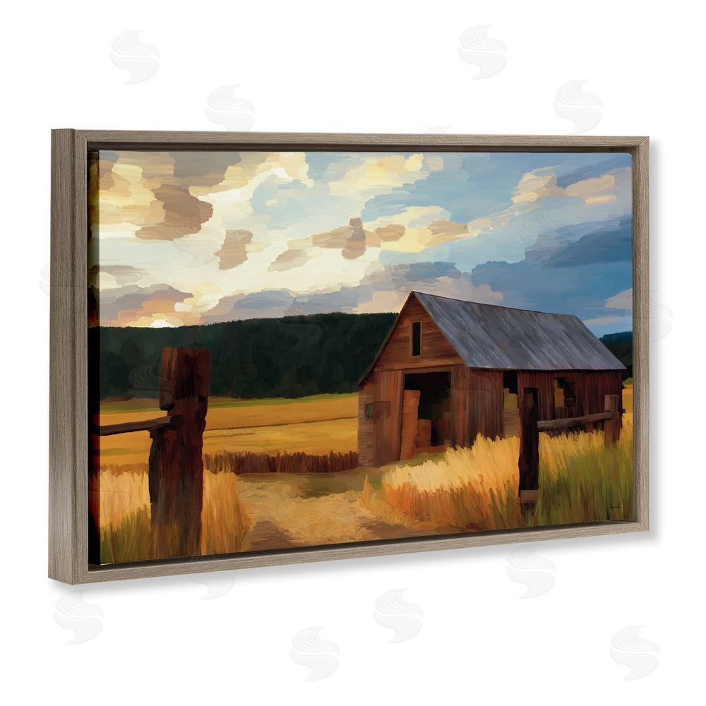 Renel Peters Harvest Time Autumn Barn Brown Floating Frame Canvas Wall Art Print