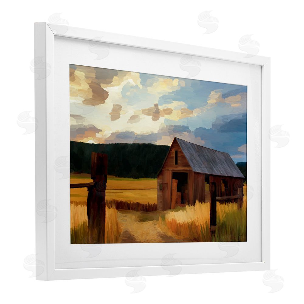 Renel Peters Harvest Time Autumn Barn White Framed Print Under Glass Wall Art