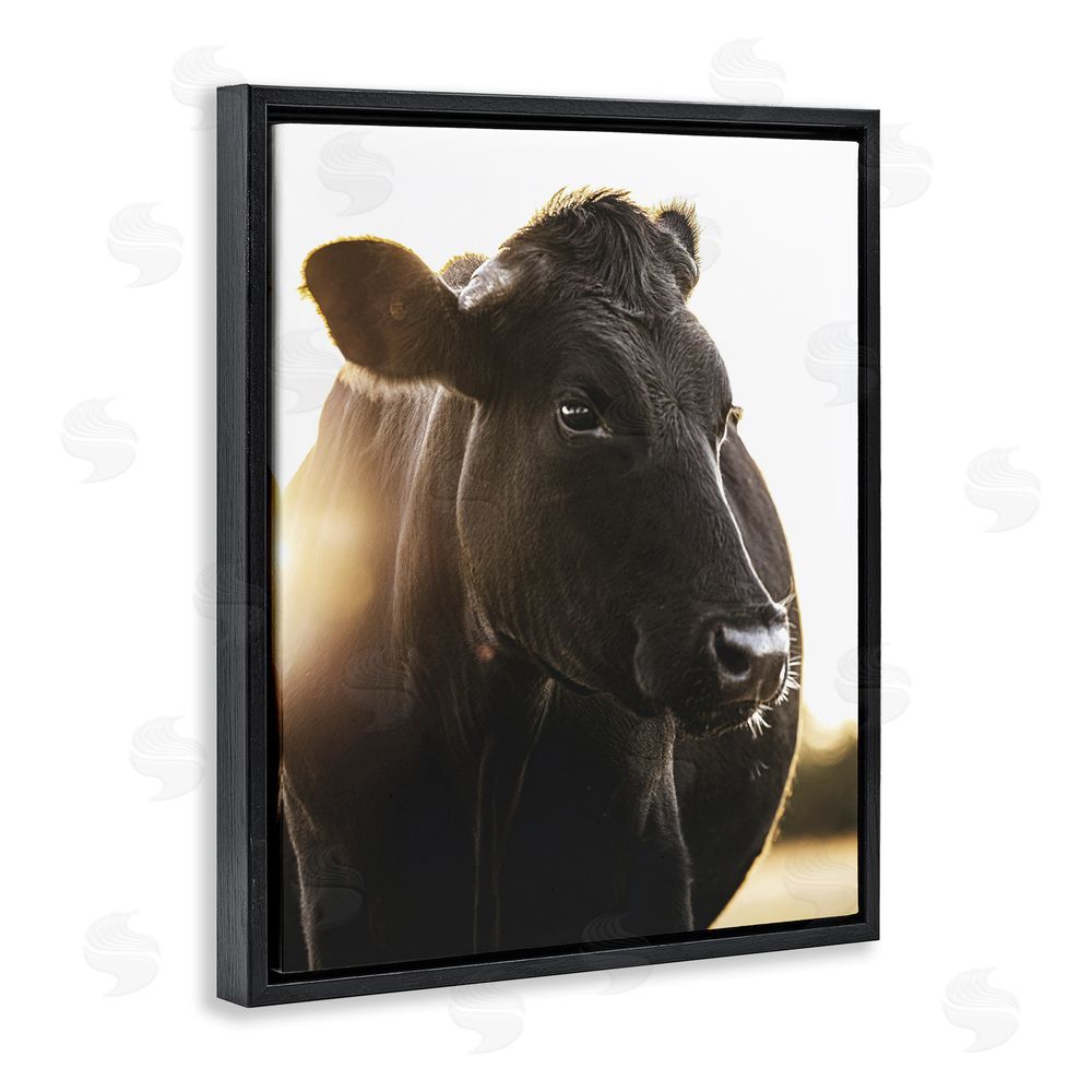 Leah Straatsma Bessie The Cow Portrait Black Floating Frame Canvas Wall Art Print