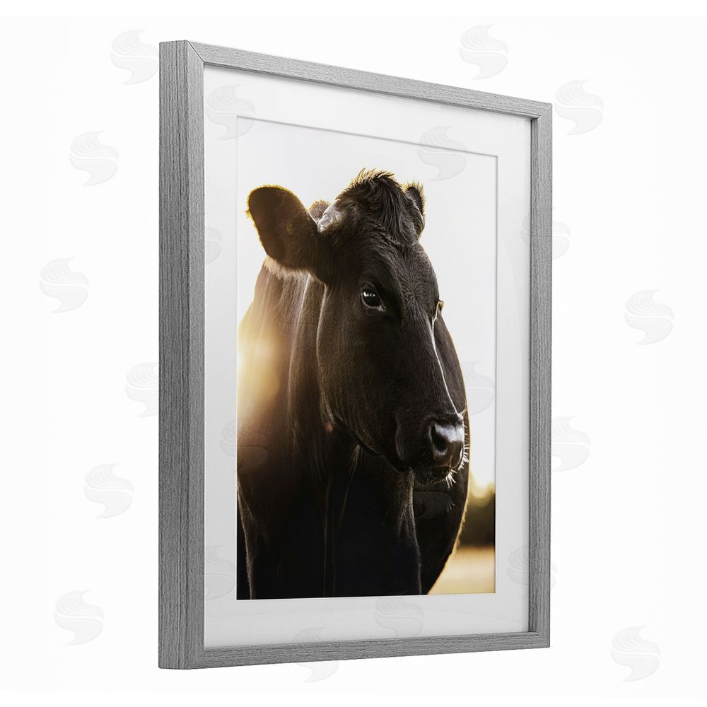 Leah Straatsma Bessie The Cow Portrait Gray Framed Print Under Glass Wall Art