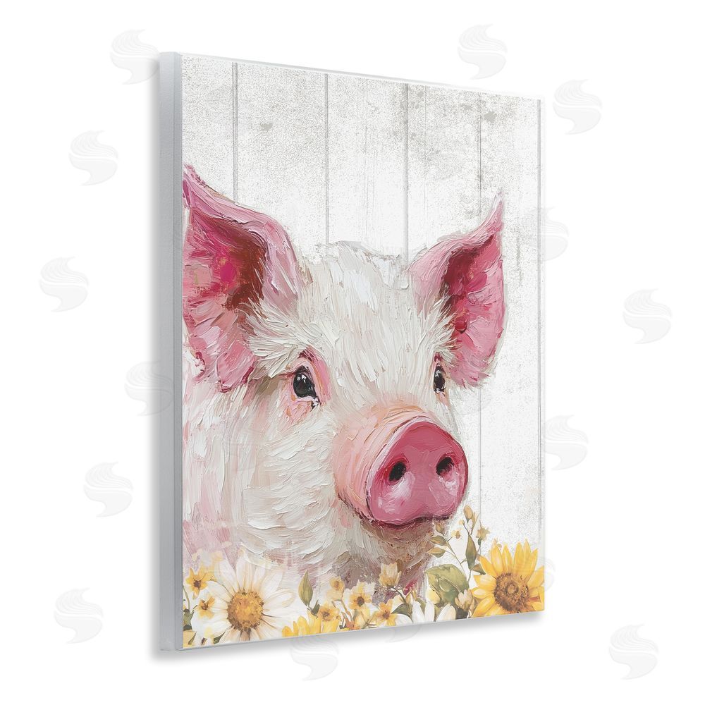 Christine Simpson Art Pig and Sunflowers Wall Plaque Art Print