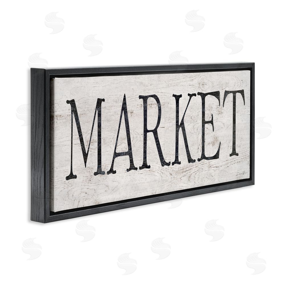 Denise Brown Market Farmhouse Text Black Floating Frame Canvas Wall Art Print