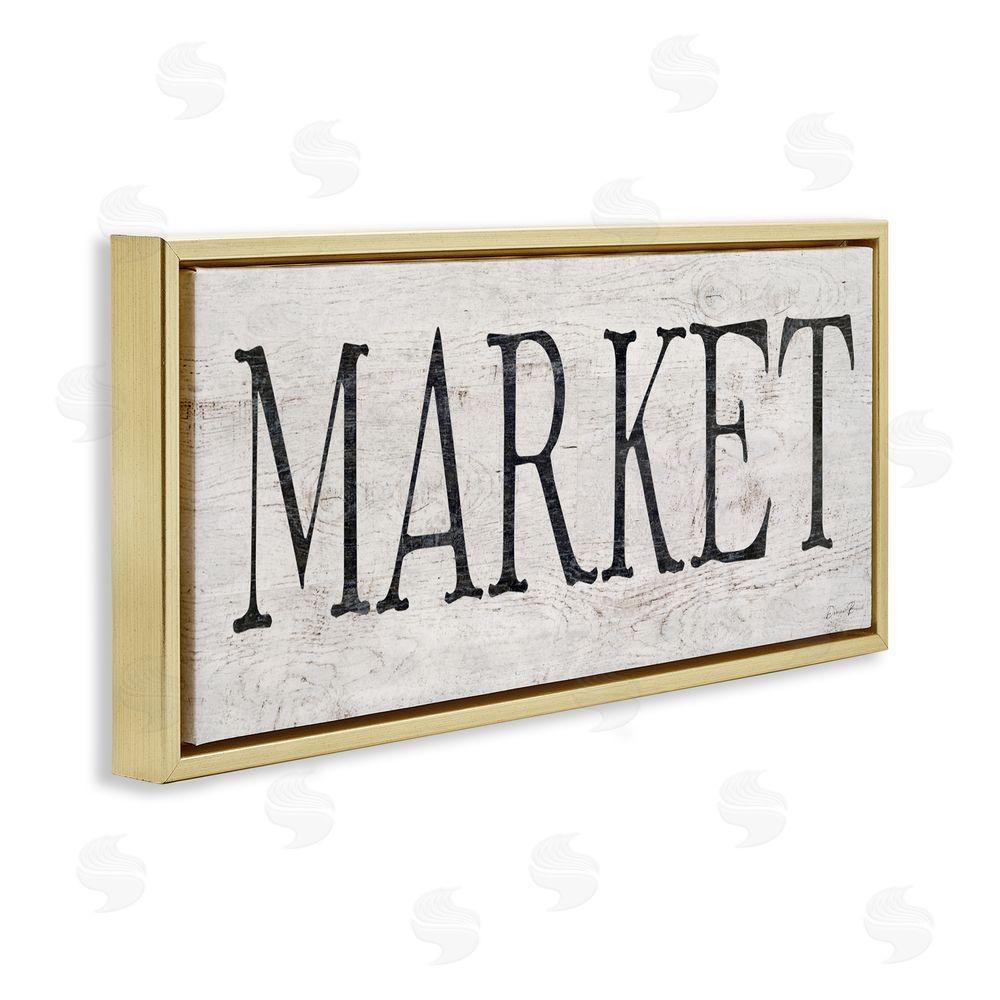 Denise Brown Market Farmhouse Text Gold Floating Frame Canvas Wall Art Print
