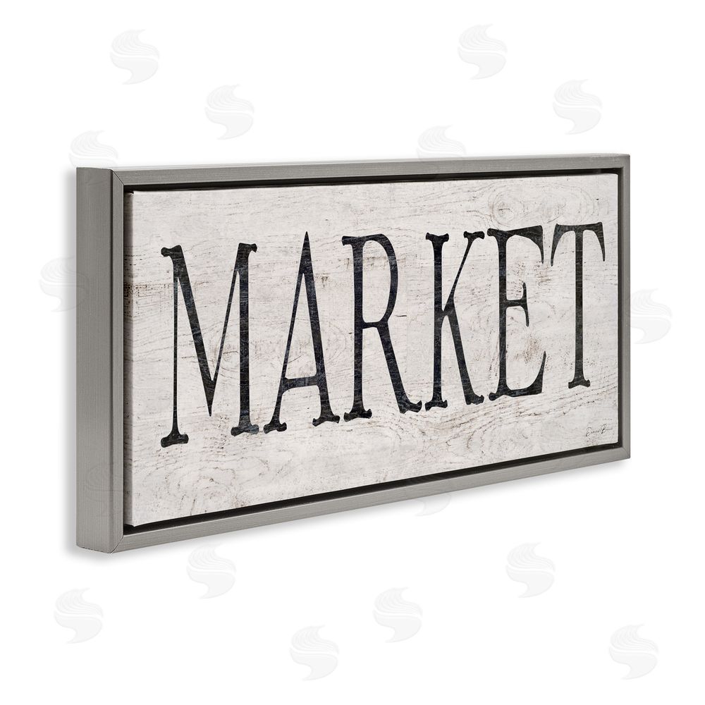 Denise Brown Market Farmhouse Text Gray Floating Frame Canvas Wall Art Print