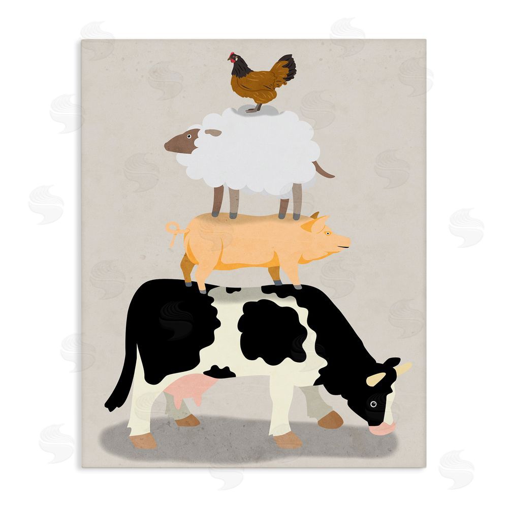 Marcus Prime Farm Stack over Beige Stretched Canvas Wall Art Print