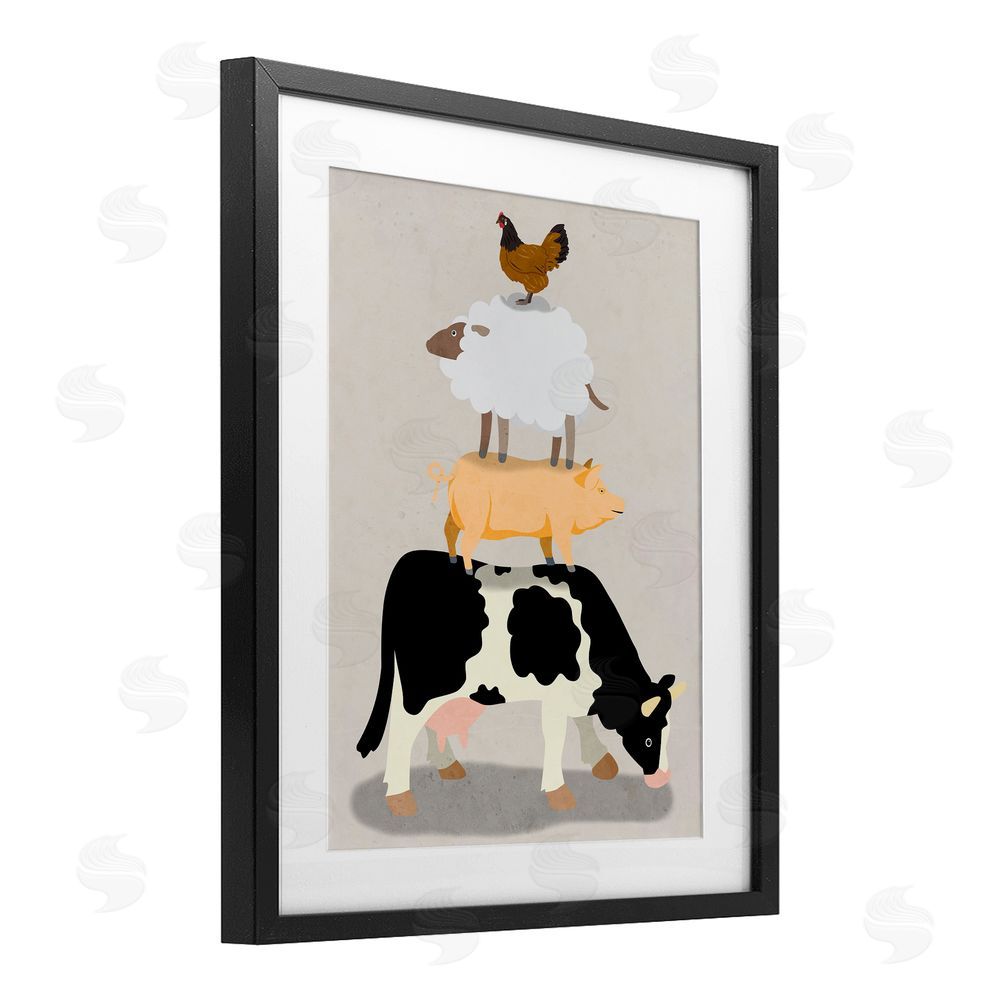 Marcus Prime Farm Stack over Beige Black Framed Print Under Glass Wall Art