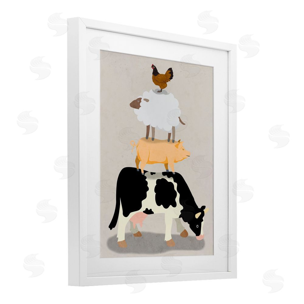 Marcus Prime Farm Stack over Beige White Framed Print Under Glass Wall Art