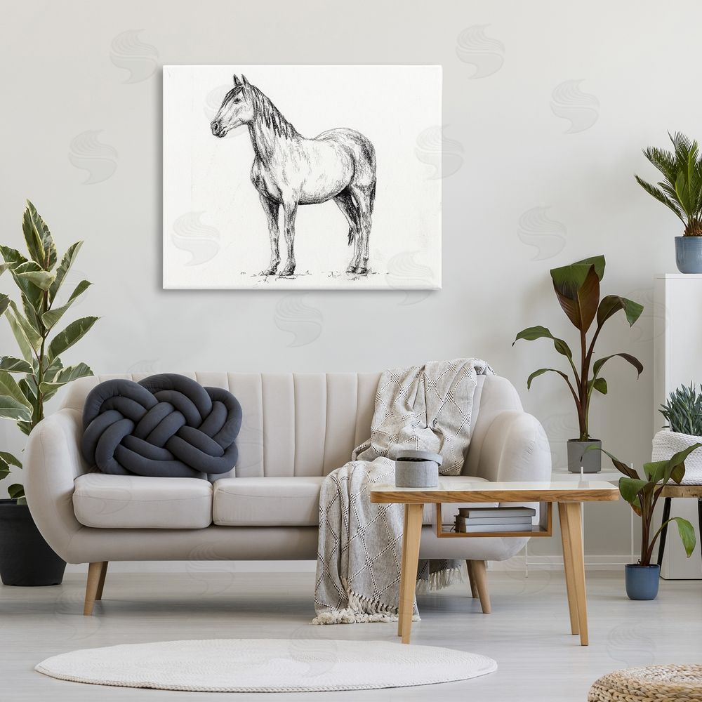 Leah Noel Art Horse In Charcoal Canvas Wall Art Print in Room