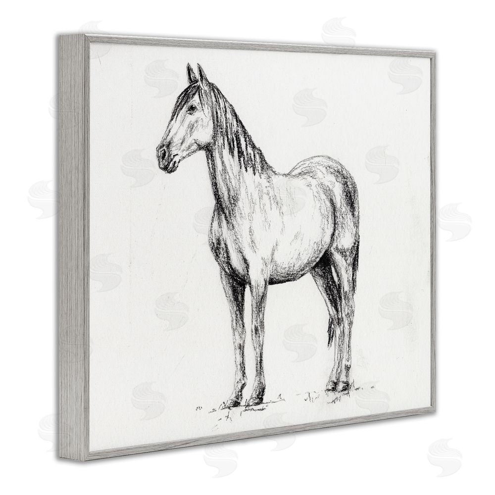 Leah Noel Art Horse In Charcoal Gray Framed Giclee Wall Art Print