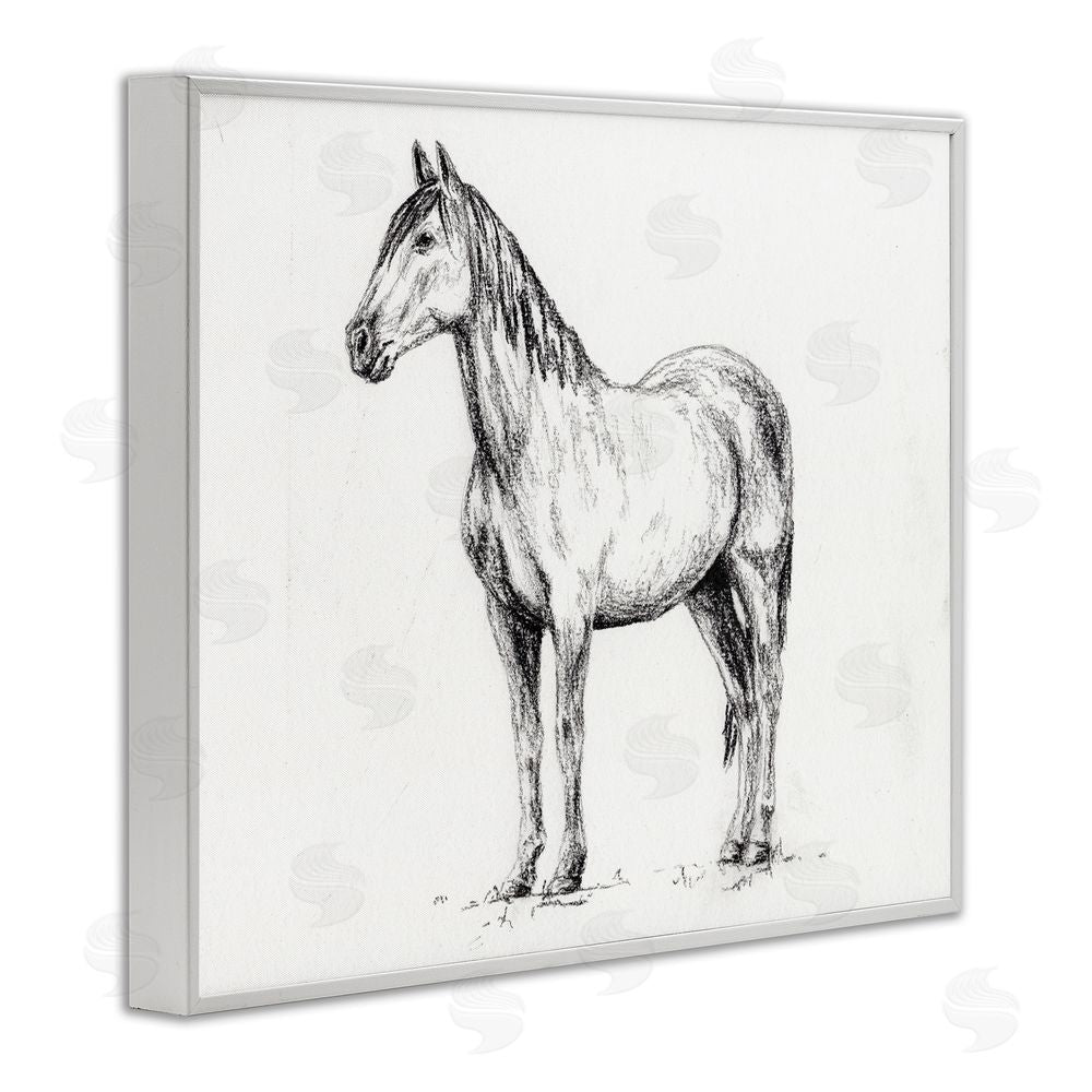 Leah Noel Art Horse In Charcoal White Framed Giclee Wall Art Print